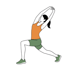 Illustration einer Person bei der Übung Ausfallschritt mit zweiarmiger Seitdehnung