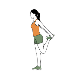Illustration einer Person bei der Übung Quadrizeps-Dehnung im Stehen