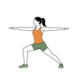 Illustration of a person doing Warrior II