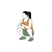 Illustration of a person doing Asian Squat Hold
