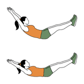 Illustration of a person doing Hollow Body Rocks