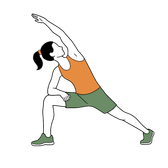 Illustration of a person doing Lunge with One-Handed Side Stretch