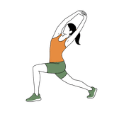 Illustration of a person doing Lunge with Two-Handed Side Stretch