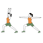 Illustration of a person doing Warrior I & II