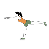 Illustration of a person doing Warrior III