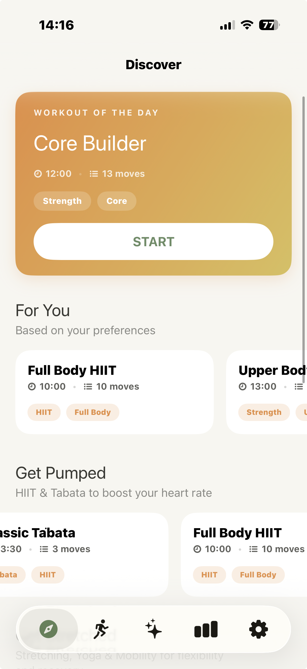 Discover screen in Zestimer