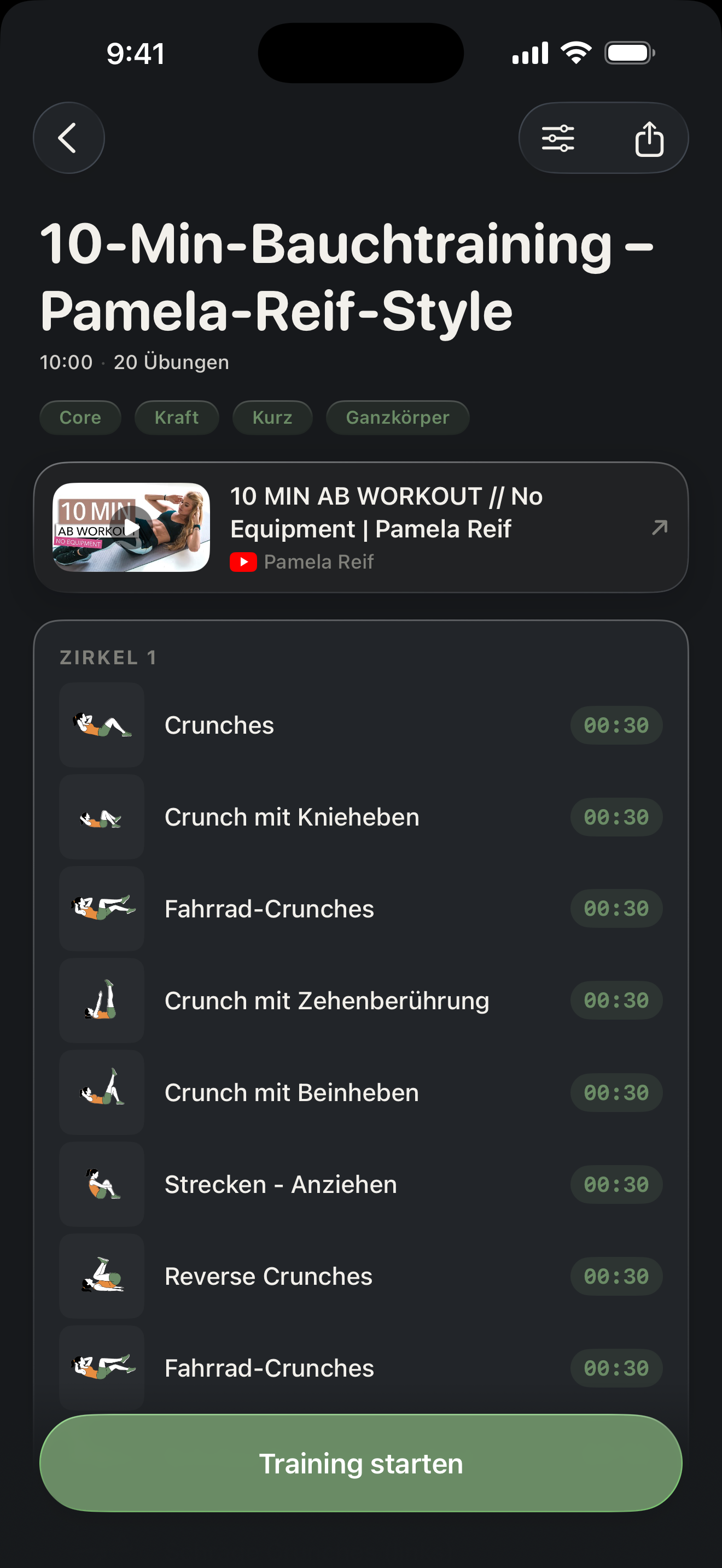 Screen „Vorschau“ in Zestimer