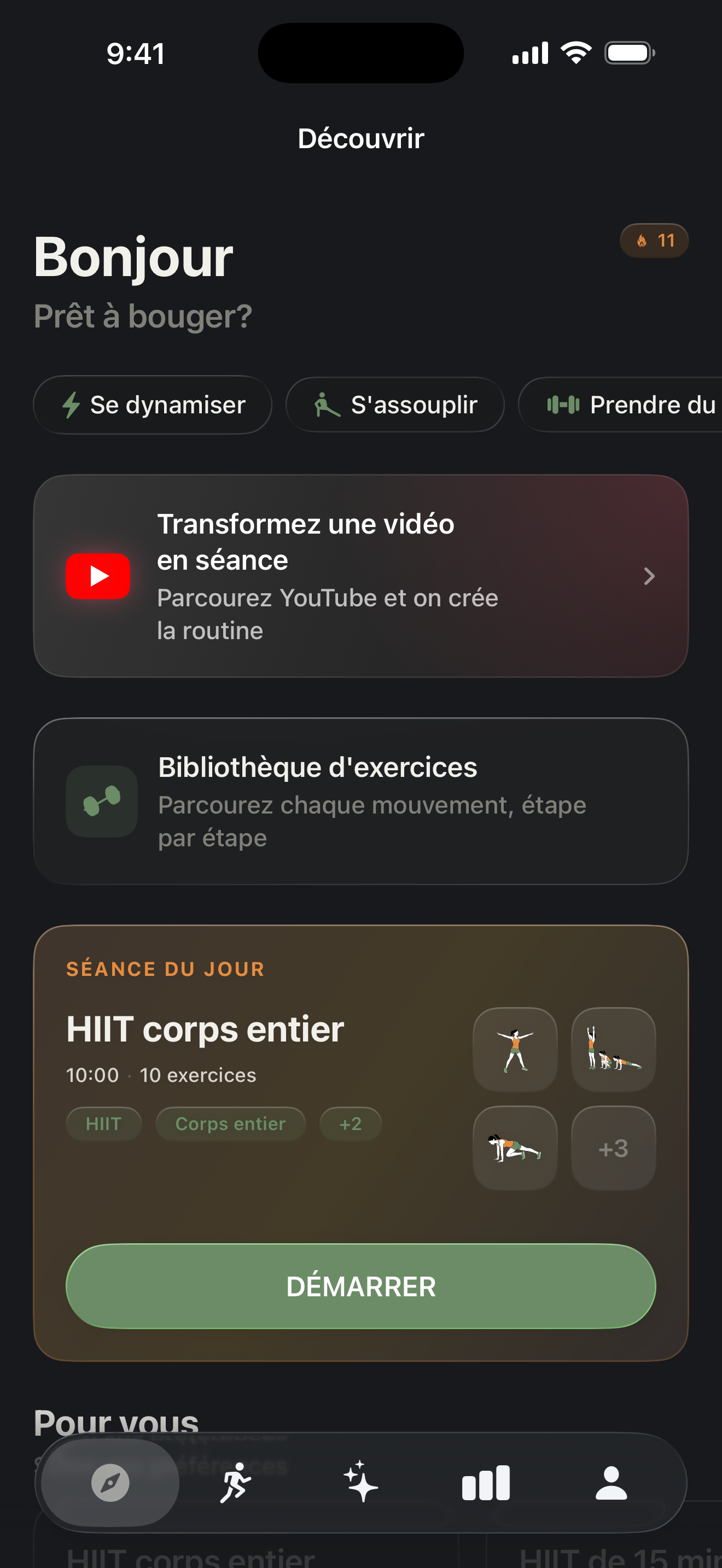 Écran « Découvrir » dans Zestimer
