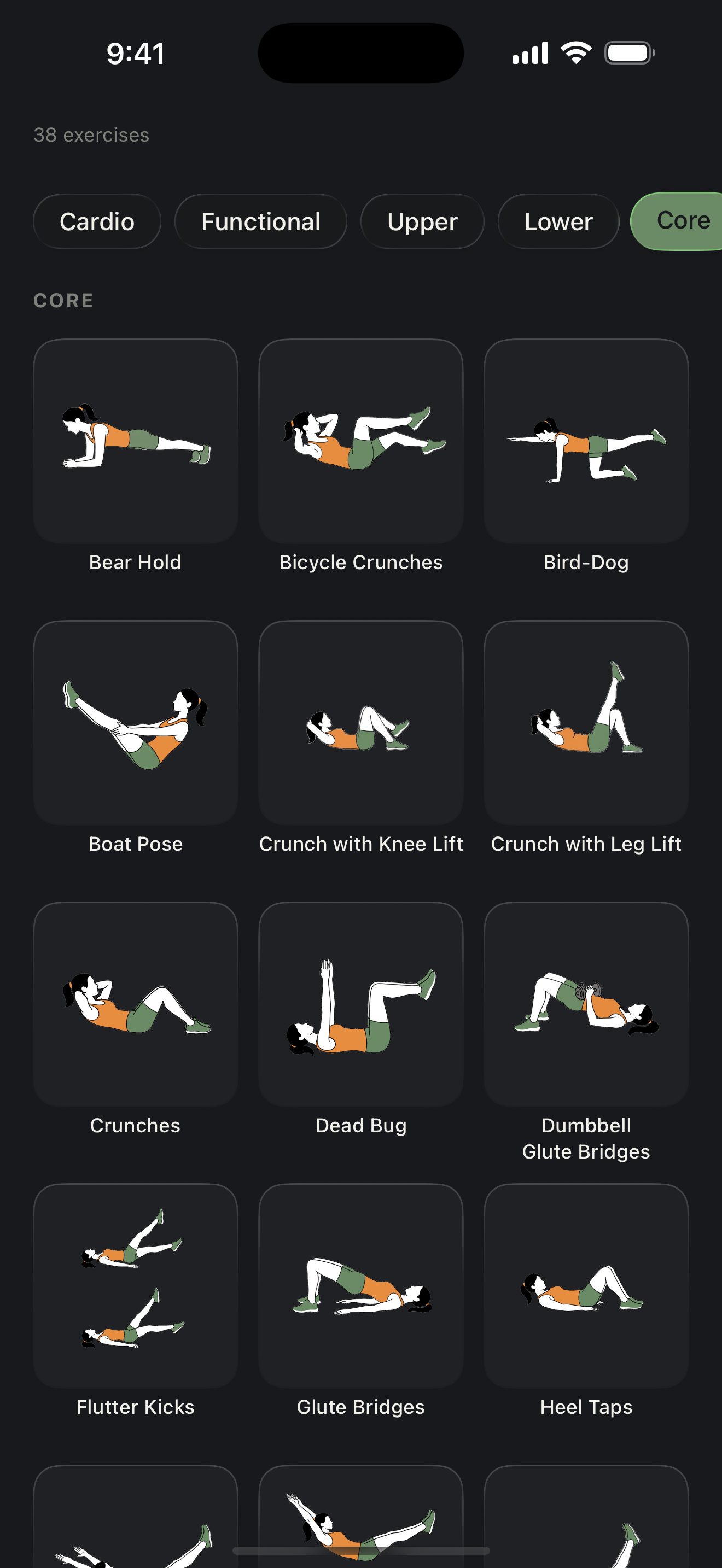 Zestimer iPhone screenshot — Exercise library